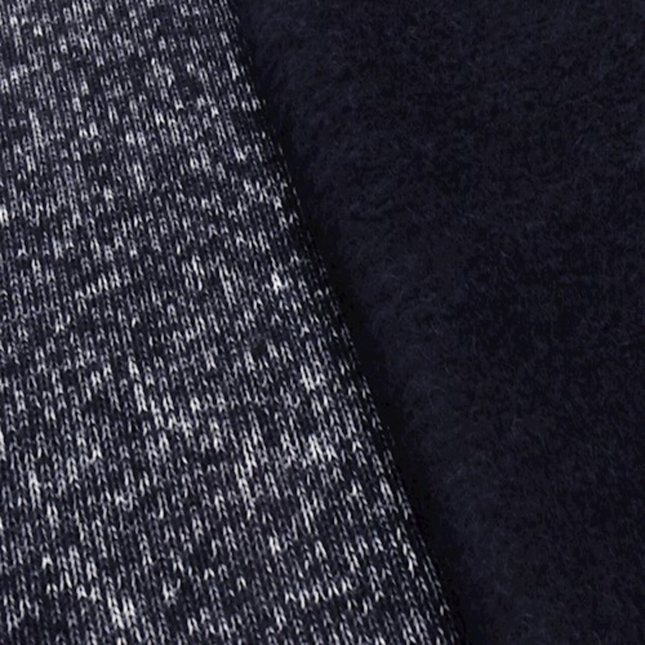 Blue/White Textured Wool Blend Brushed Back Knit Fabric By the Yard